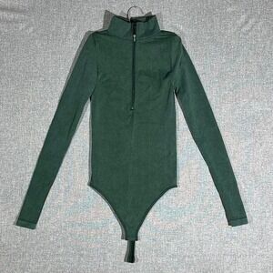 Forest green bodysuit Asos Design with half zipper up the‎ front